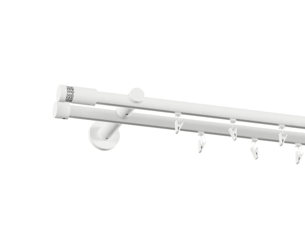 Garniža 19x19mm drážková tyč - 2rady - CYLINDER CRYSTAL - biela 2