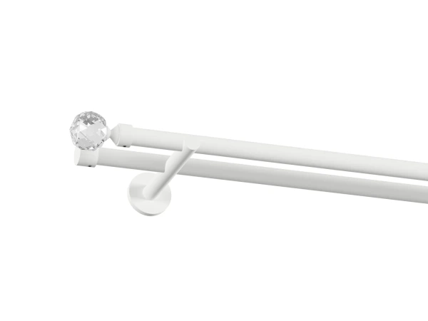 Garniža 19x19mm obyčajná tyč - 2rady - GUĽA CRYSTAL - biela 1
