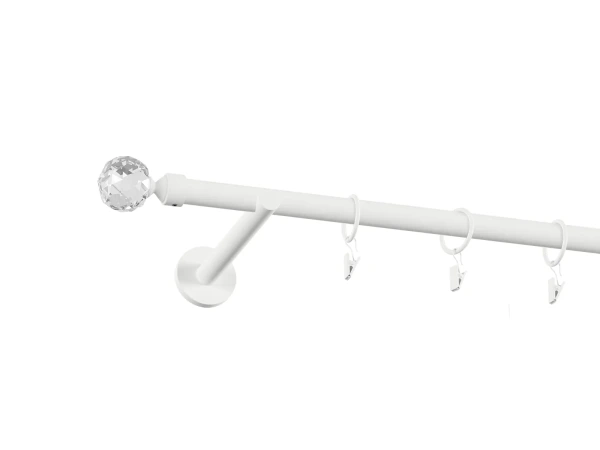 Garniža 19mm obyčajná tyč - 1rad - GUĽA CRYSTAL - biela