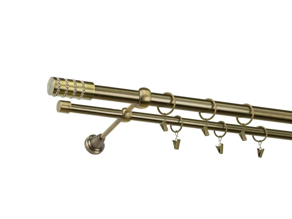 Garniža 25x16mm - 2rady - CYLINDER CRYSTAL - antik