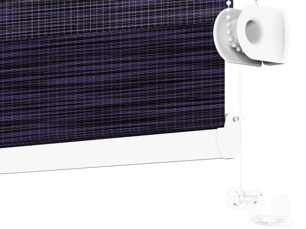 Roleta MINI - deň a noc - látka Maurícius 68 - tmavo fialová (čierny dekor) 4