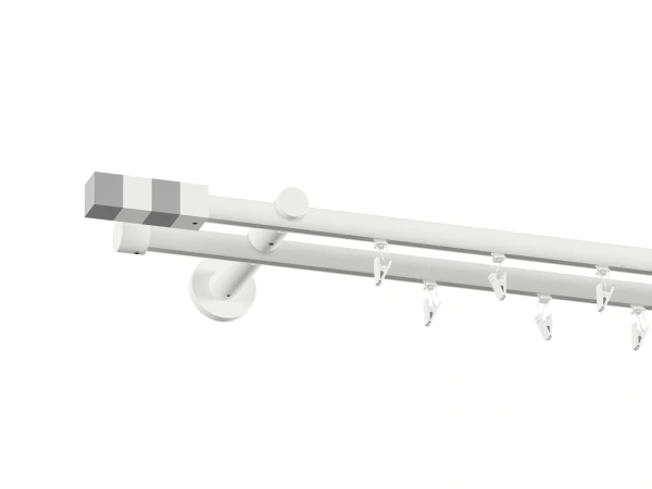 Garniža 19x19mm drážková tyč - 2rady - KVADRAT - biela 2