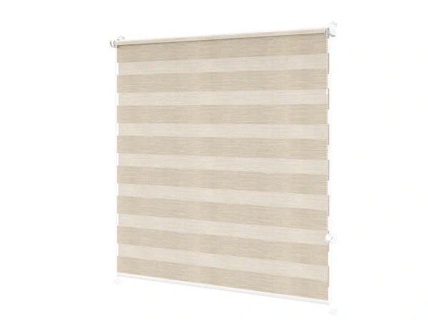 Roleta MINI+ den a noc - látka Mauritius 69 - béžová (černý dekor) 2