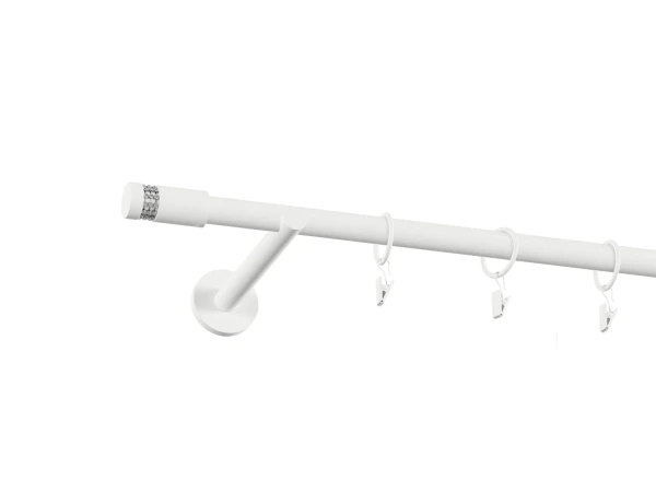 Garniža 19mm obyčajná tyč - 1rad - CYLINDER CRYSTAL - biela