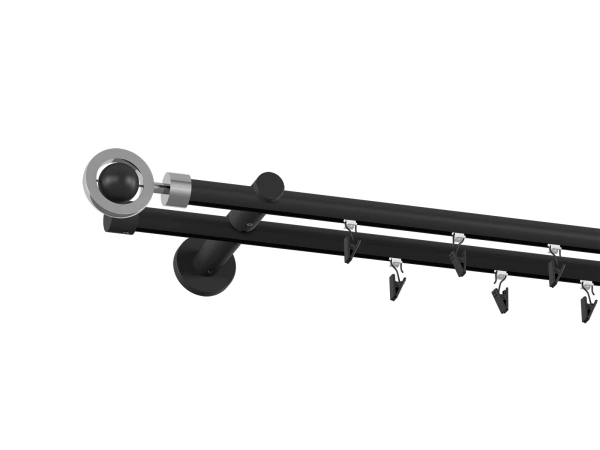 Garniža 19x19mm drážková tyč - 2rady - SFERA - čierna 2