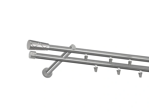 Garniža 19x19mm - drážková tyč - 2rady - TRAPEZIUM - satin