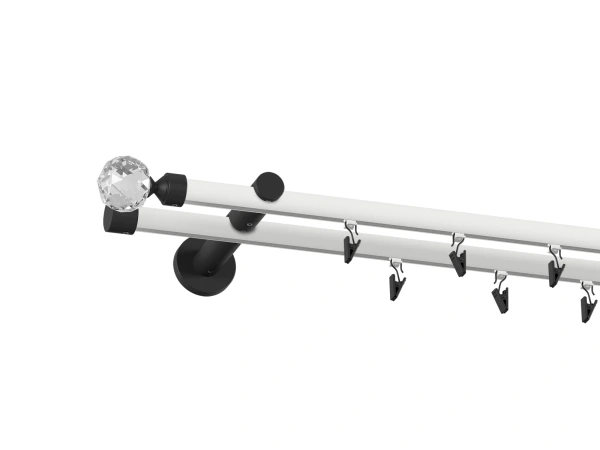 Garniža 19x19mm drážková tyč - 2rady - GUĽA CRYSTAL - bielo čierna 2