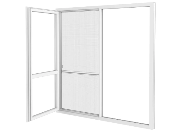 Siete proti hmyzu na DVERE - posuvné - BIELA - RAL 9016 - s priečkou 3