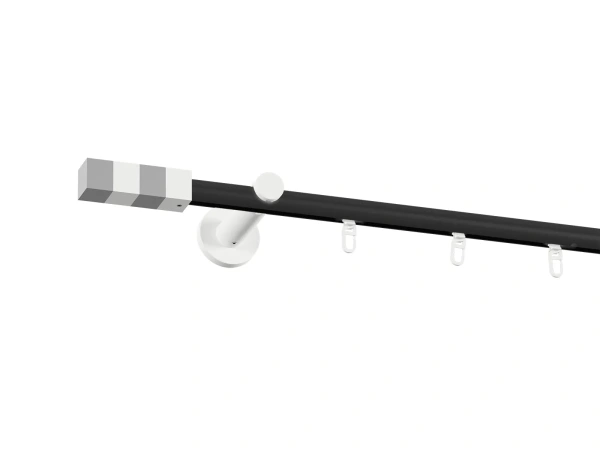 Garniža 19mm drážková tyč - 1rad - KVADRAT - čierno biela