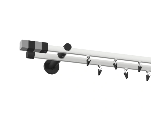 Garniža 19x19mm drážková tyč - 2rady - KVADRAT - bielo čierna 2