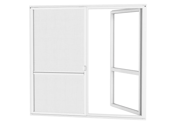 Siete proti hmyzu na DVERE - posuvné - BIELA - RAL 9016 - s priečkou 2
