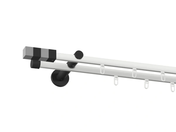 Garniža 19x19mm drážková tyč - 2rady - KVADRAT - bielo čierna