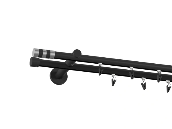 Garniža 19x19mm drážková tyč - 2rady - VALEC - čierna 2