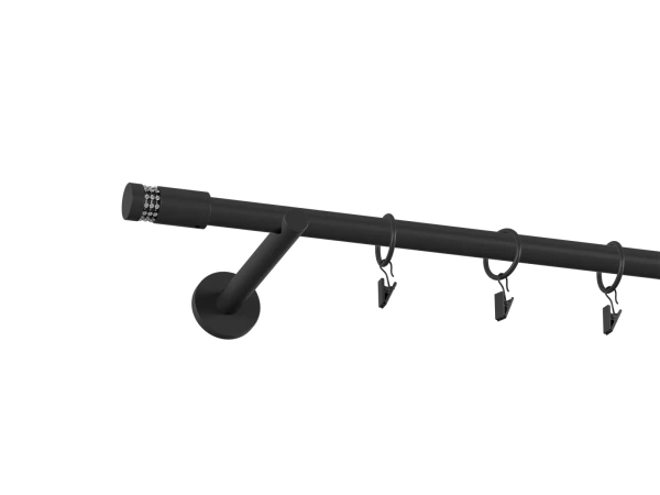 Garniža 19mm obyčajná tyč - 1rad - CYLINDER CRYSTAL - čierna