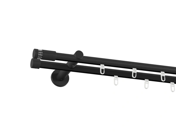 Garniža 19x19mm drážková tyč - 2rady - CYLINDER CRYSTAL - čierna