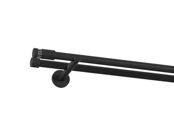 Garniža 19x19mm obyčajná tyč - 2rady - CYLINDER CRYSTAL - čierna 1